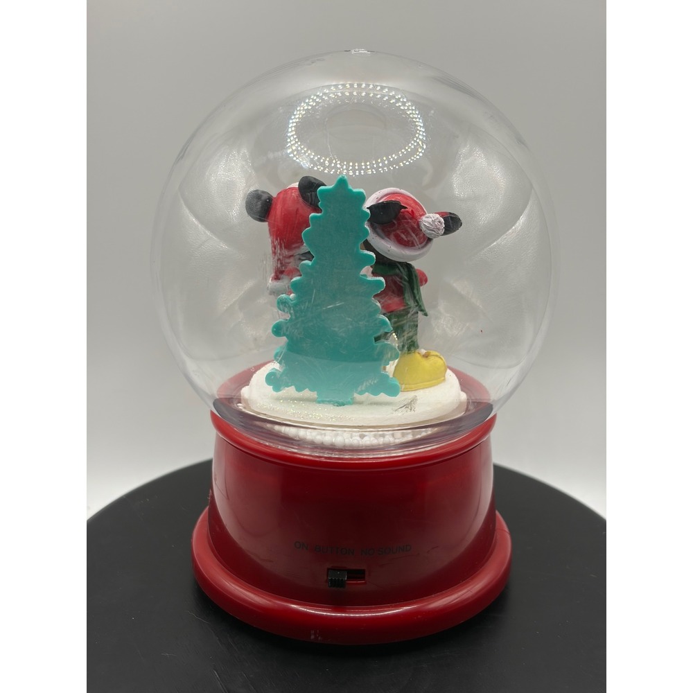Disney Mickey Minnie Mouse Christmas Snow Globe Gemmy Holiday Caroling Red Base - Picture 2 of 5
